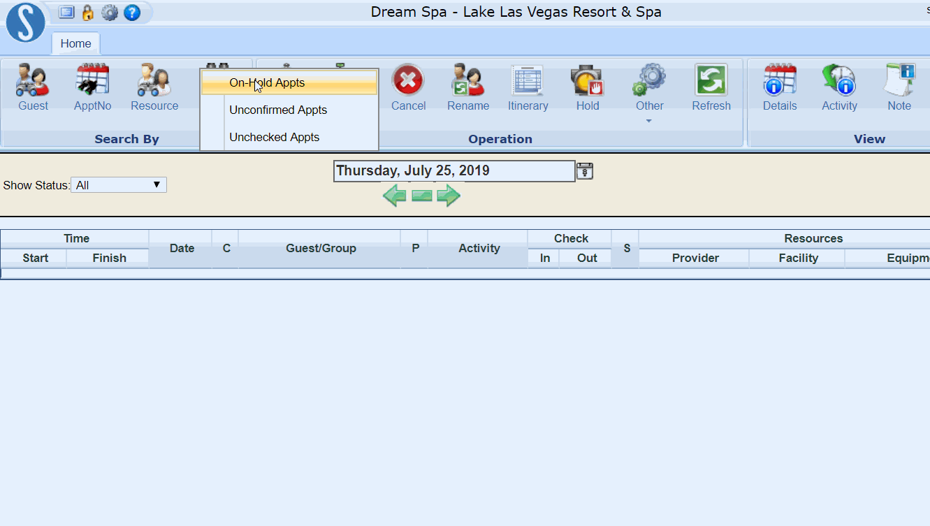 Guest Check In Searching for Appointments